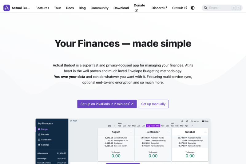 Actual Budget interface preview