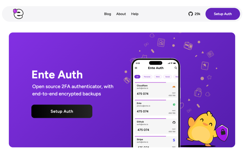 Ente Auth interface preview