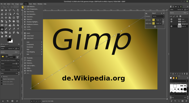 GIMP interface preview