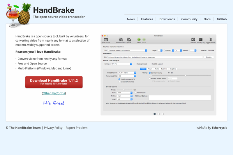 HandBrake interface preview