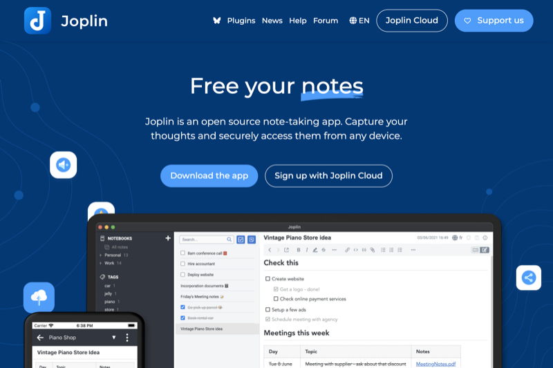Joplin interface preview