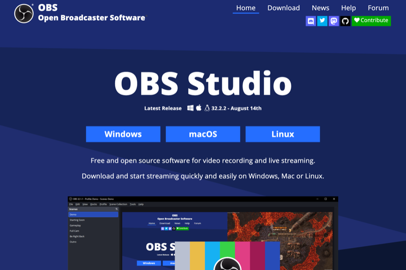 OBS Studio interface preview
