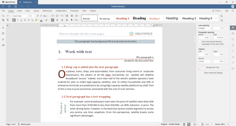 ONLYOFFICE interface preview