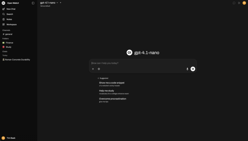 Open WebUI interface preview