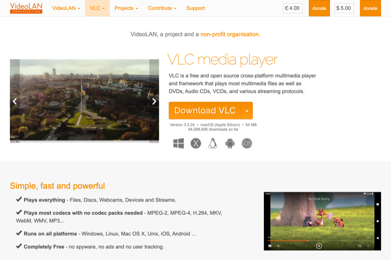 VLC Media Player interface preview